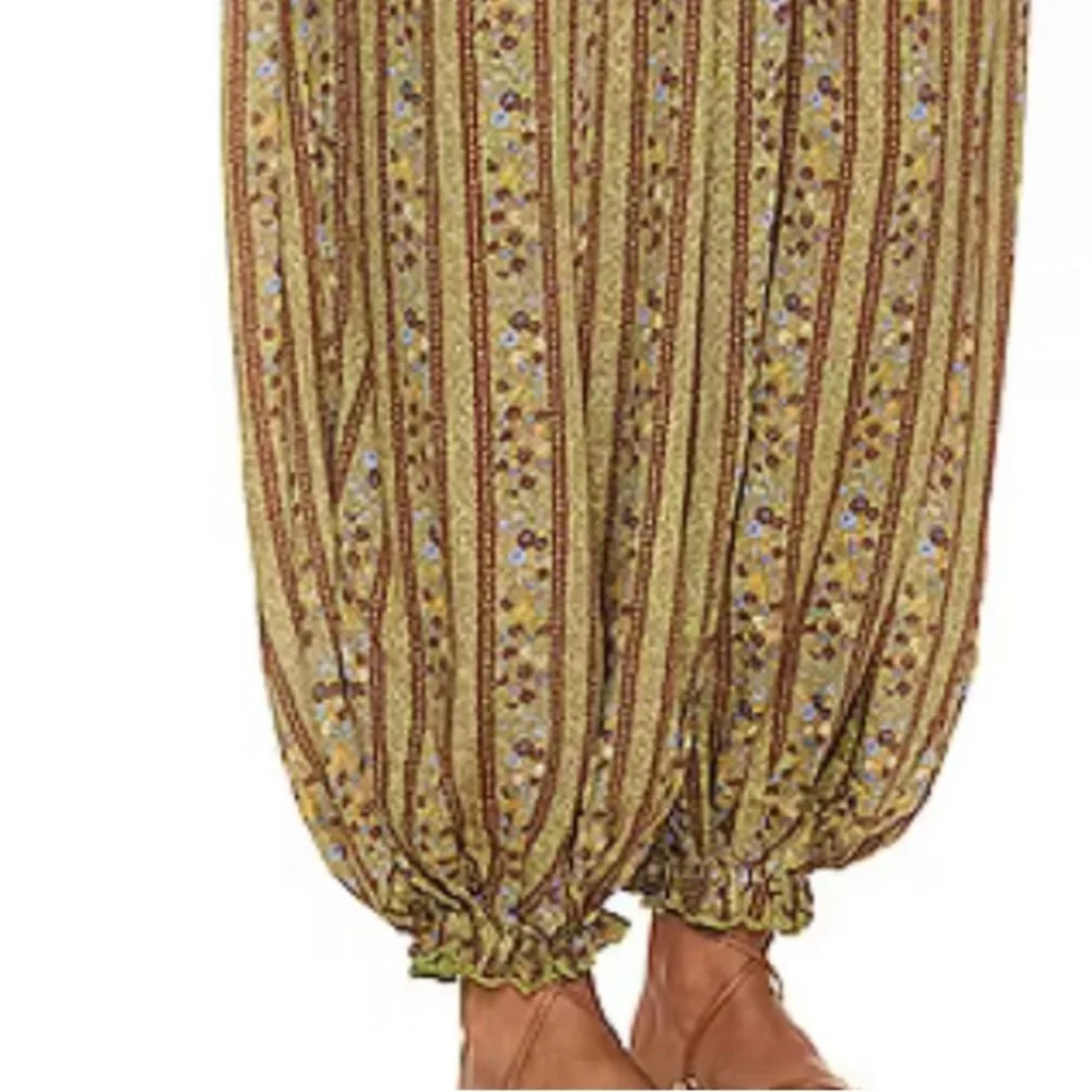 NWT Free People Rule the World Maxi Jumpsuit in Fern Combo